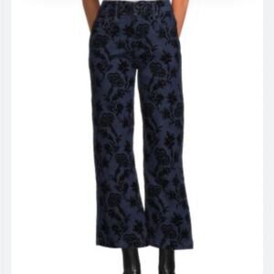 PAIGE NWT LEENAH ANKLE DAMASK FLORAL FLOCKING FLORAL HIGH RISE JEANS SIZE‎ 24